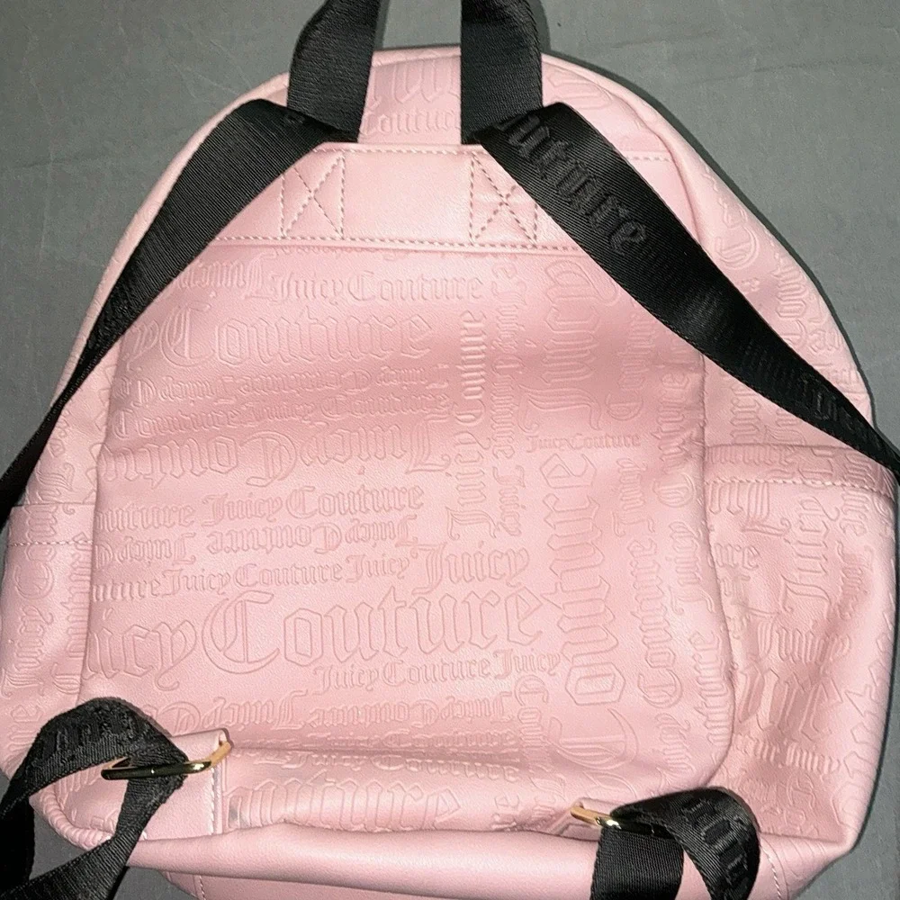 Juicy Couture Backpack Pink Embossed Logo Handbag School Work Lightweight
